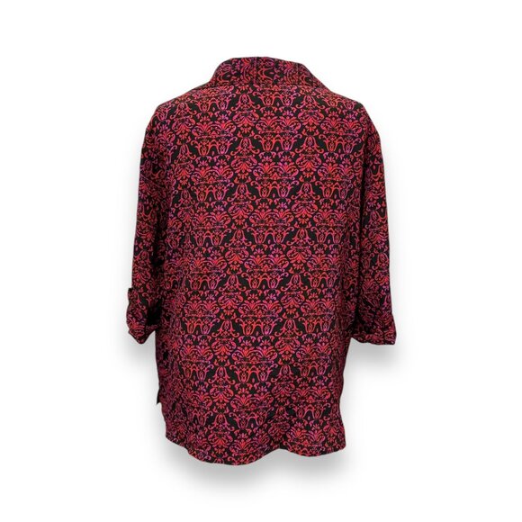 JMS Just My Size Womens Button-Up Blouse Retro Damask Layered Relaxed 2X 18W-20W - Picture 3 of 7